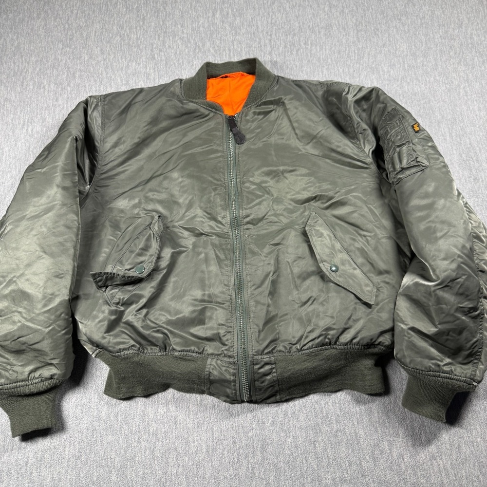 Alpha Industries Jacket Mens XX-Large Green MA-1 Bomber Flyer's USA Reversible